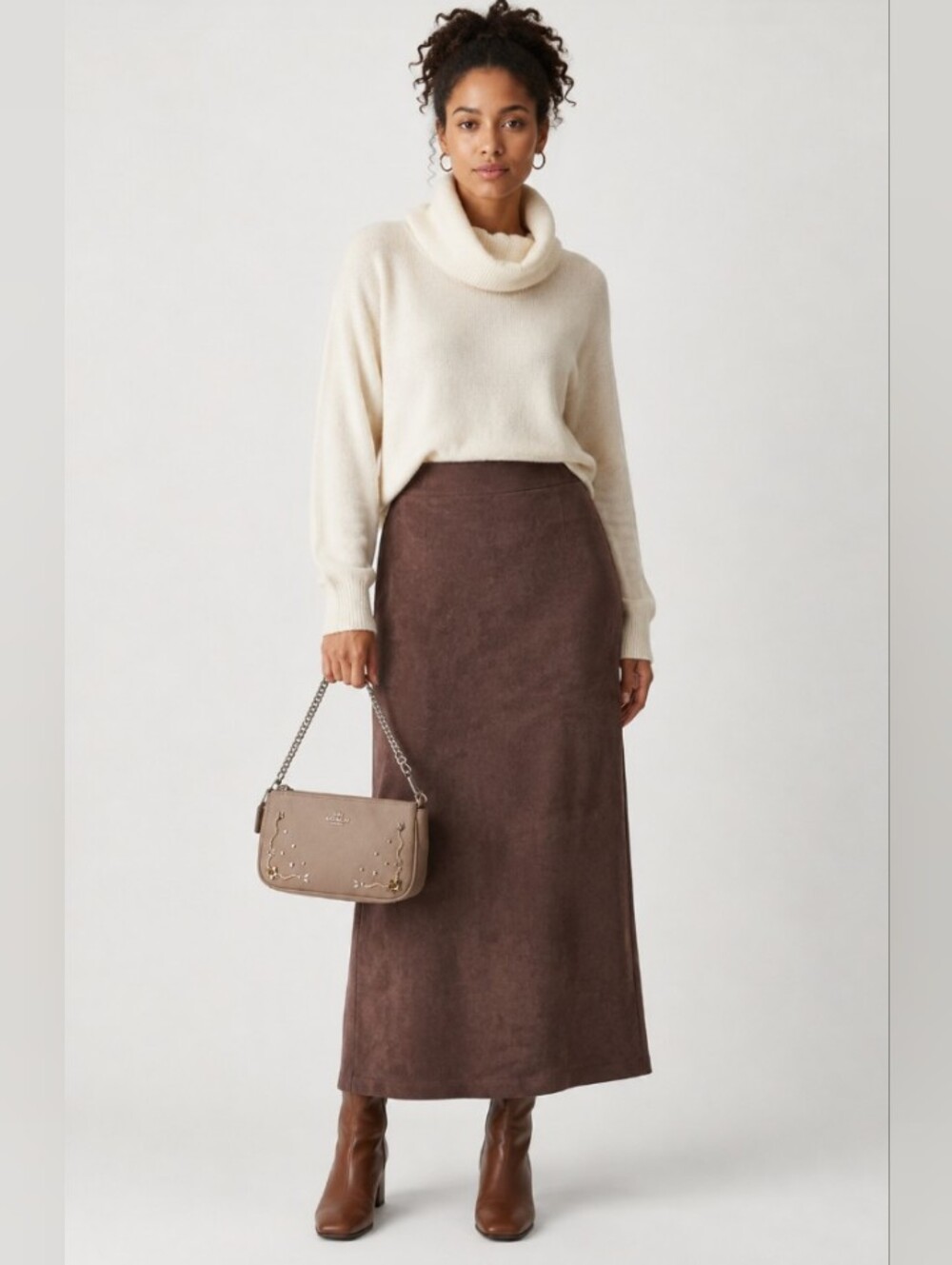 ∆ Forenza Vintage Maxi Suede Leather Skirt -Size 3/4